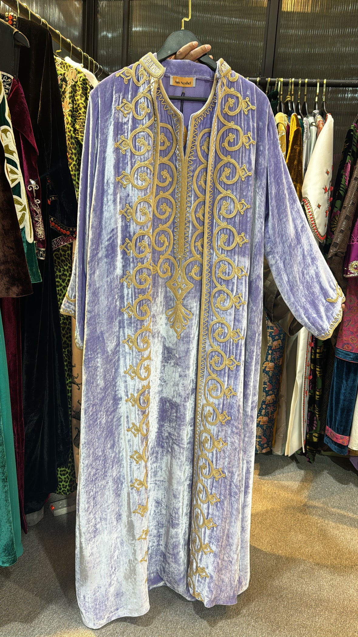 Purple embroidered bisht set