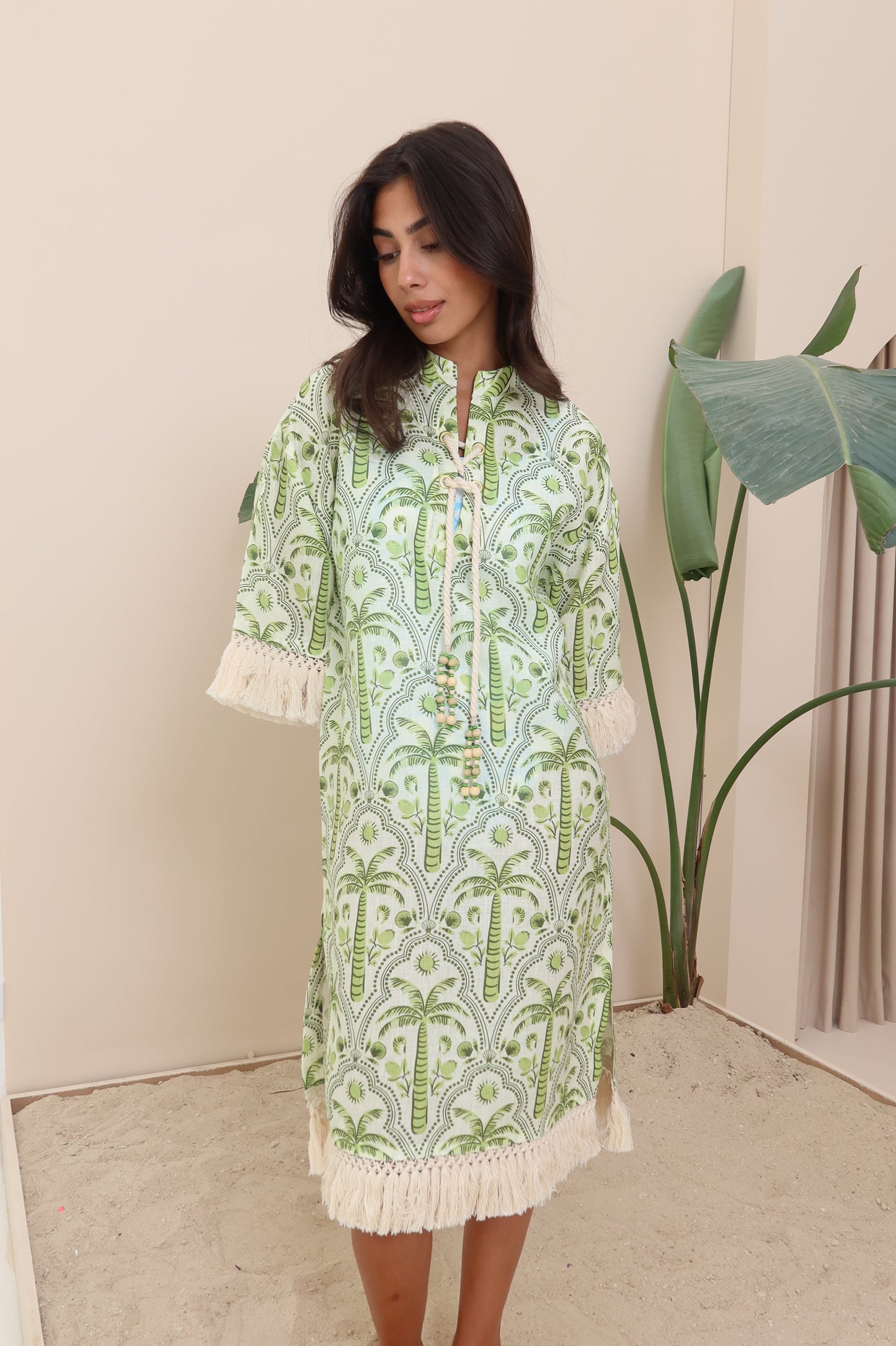 Palm linen dress