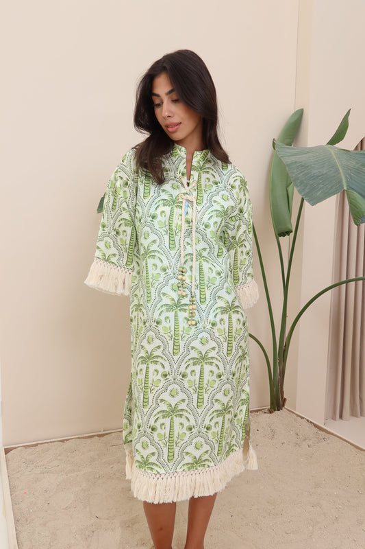 Palm linen dress