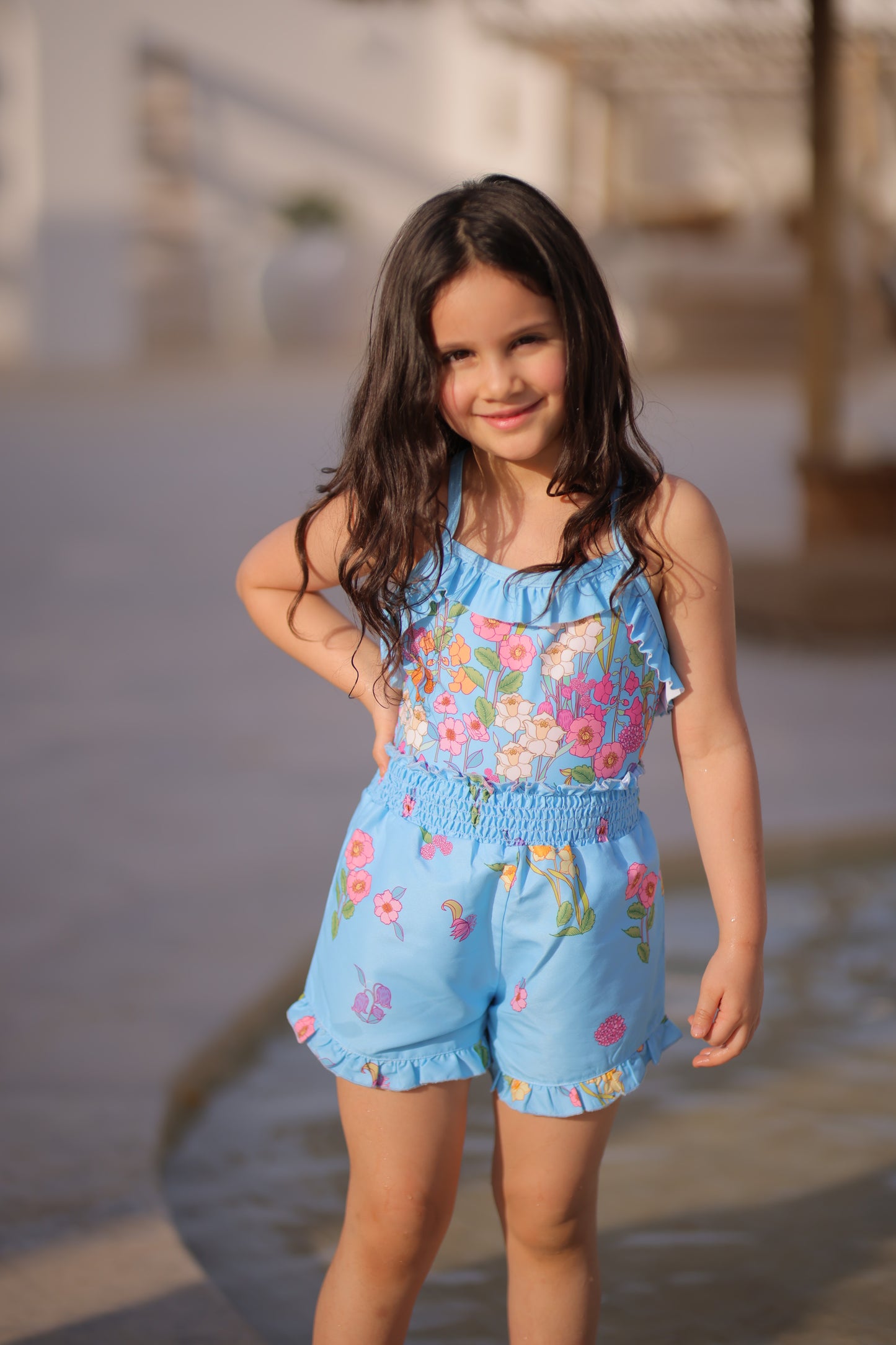 KIDS- blue garden swimsuit