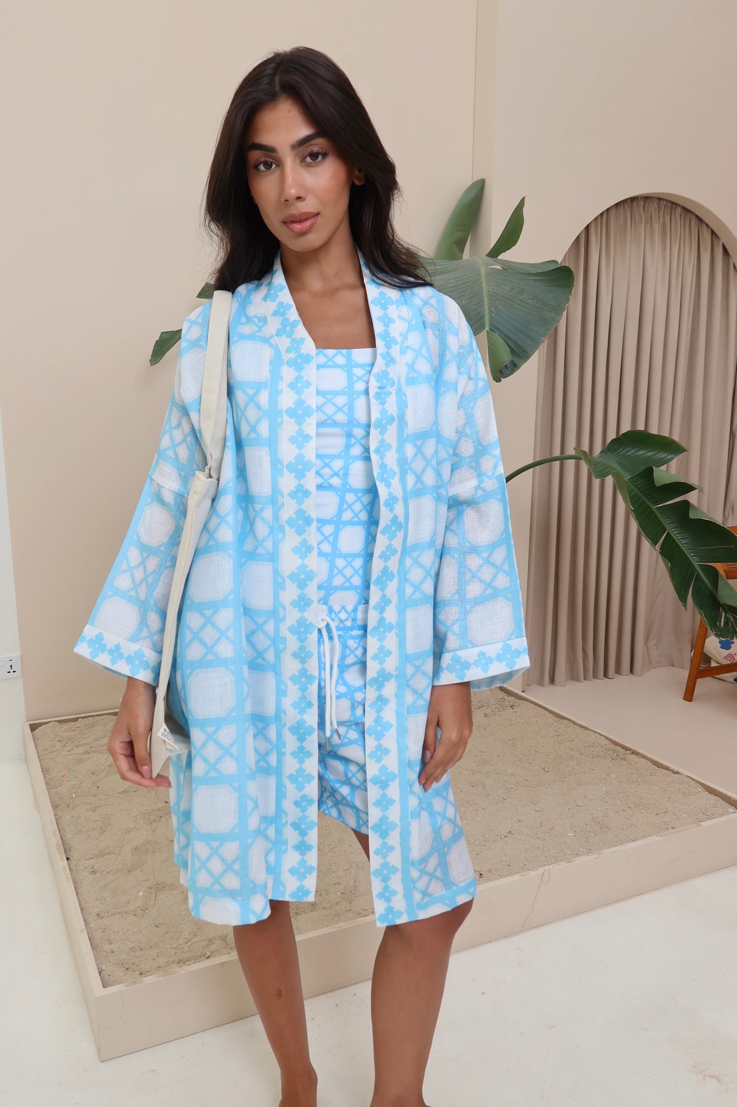 Blue coast kimono
