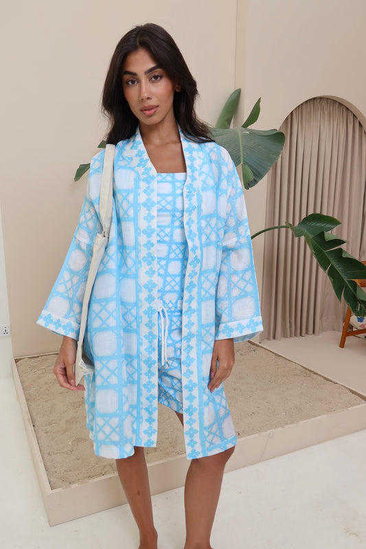 Blue coast kimono