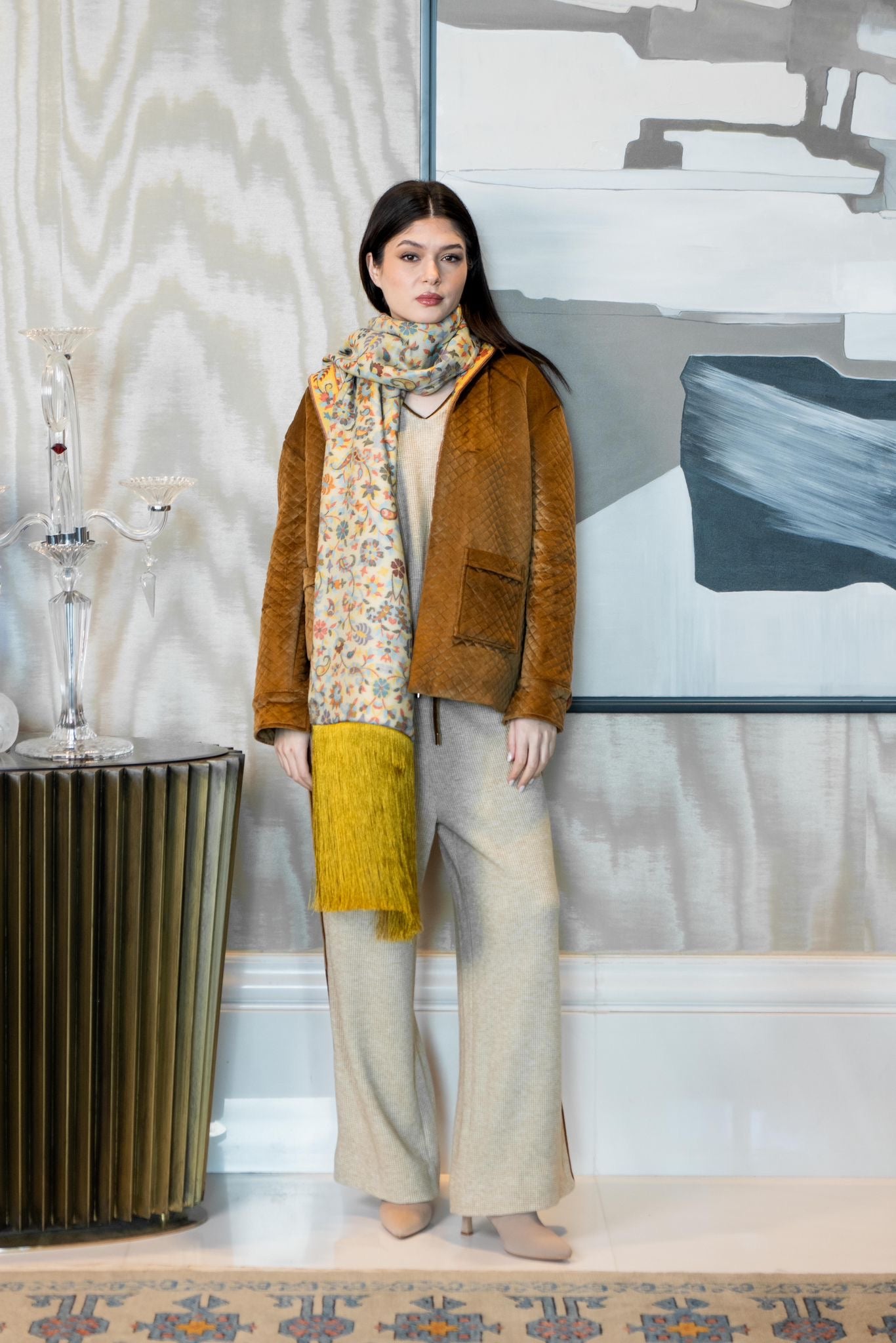 4 piece shawl set- camel brown