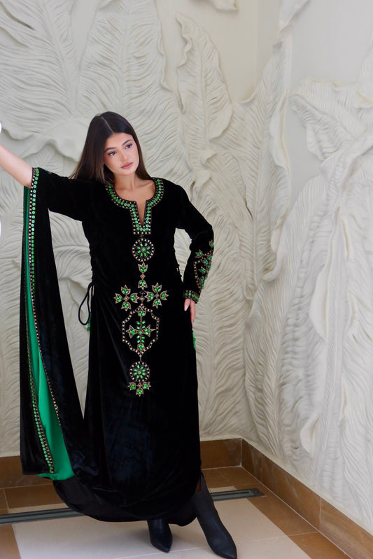 Beaded kaftan- green