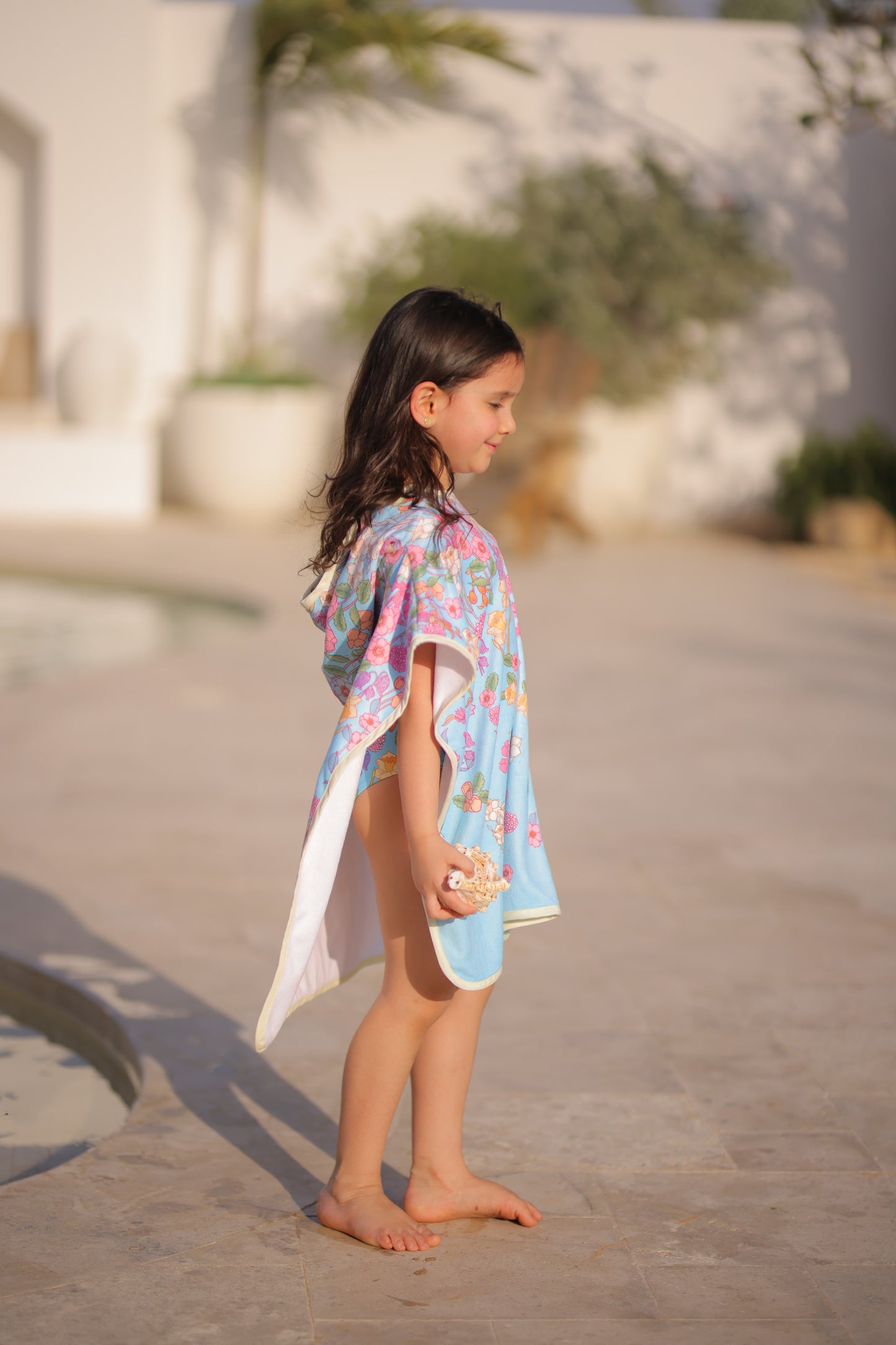 KIDS- blue garden towel poncho