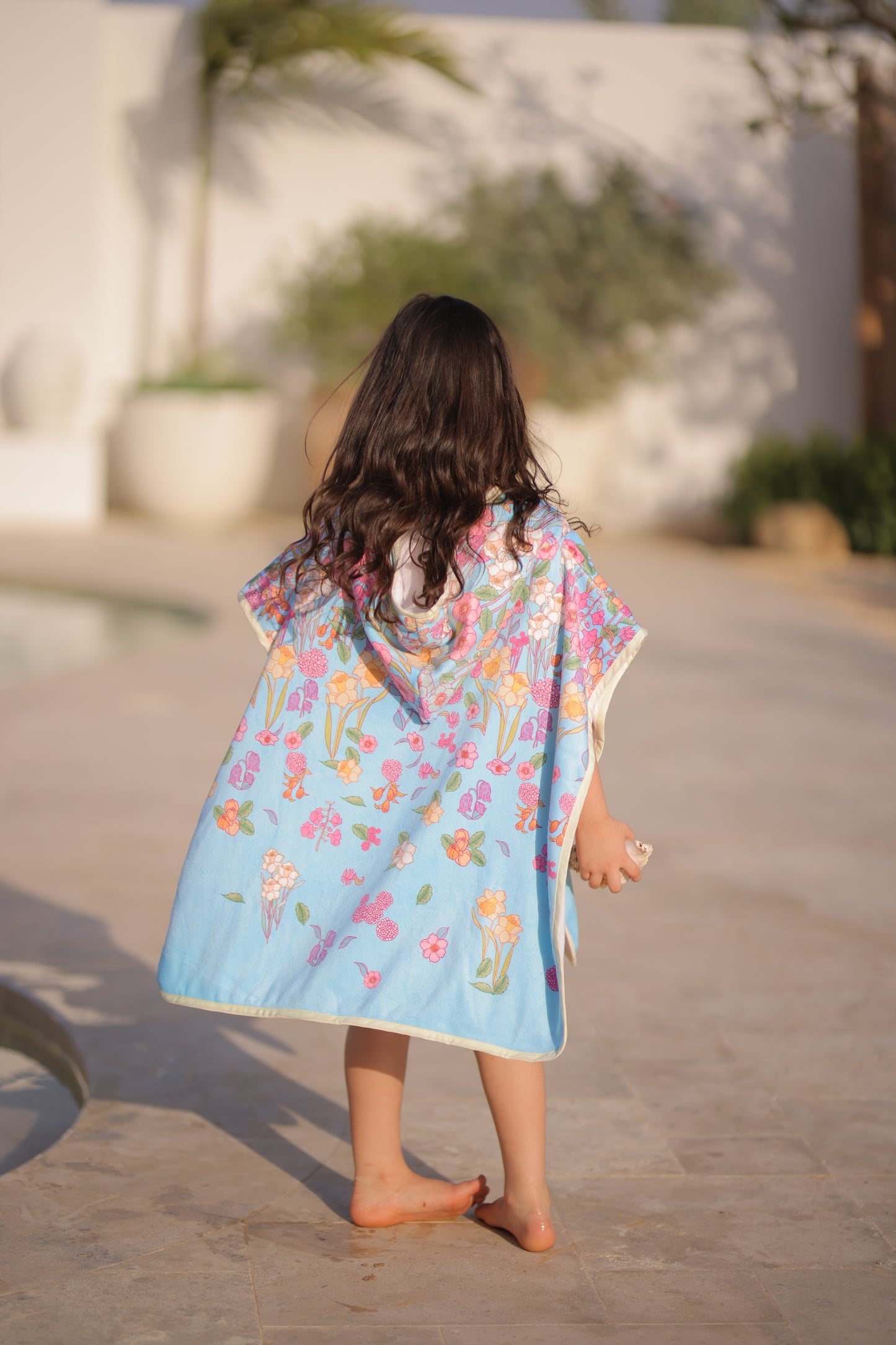KIDS- blue garden towel poncho