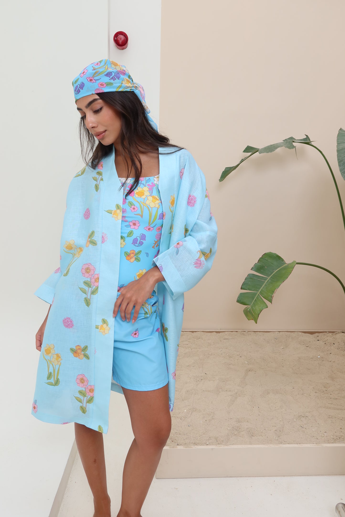 Blue garden kimono