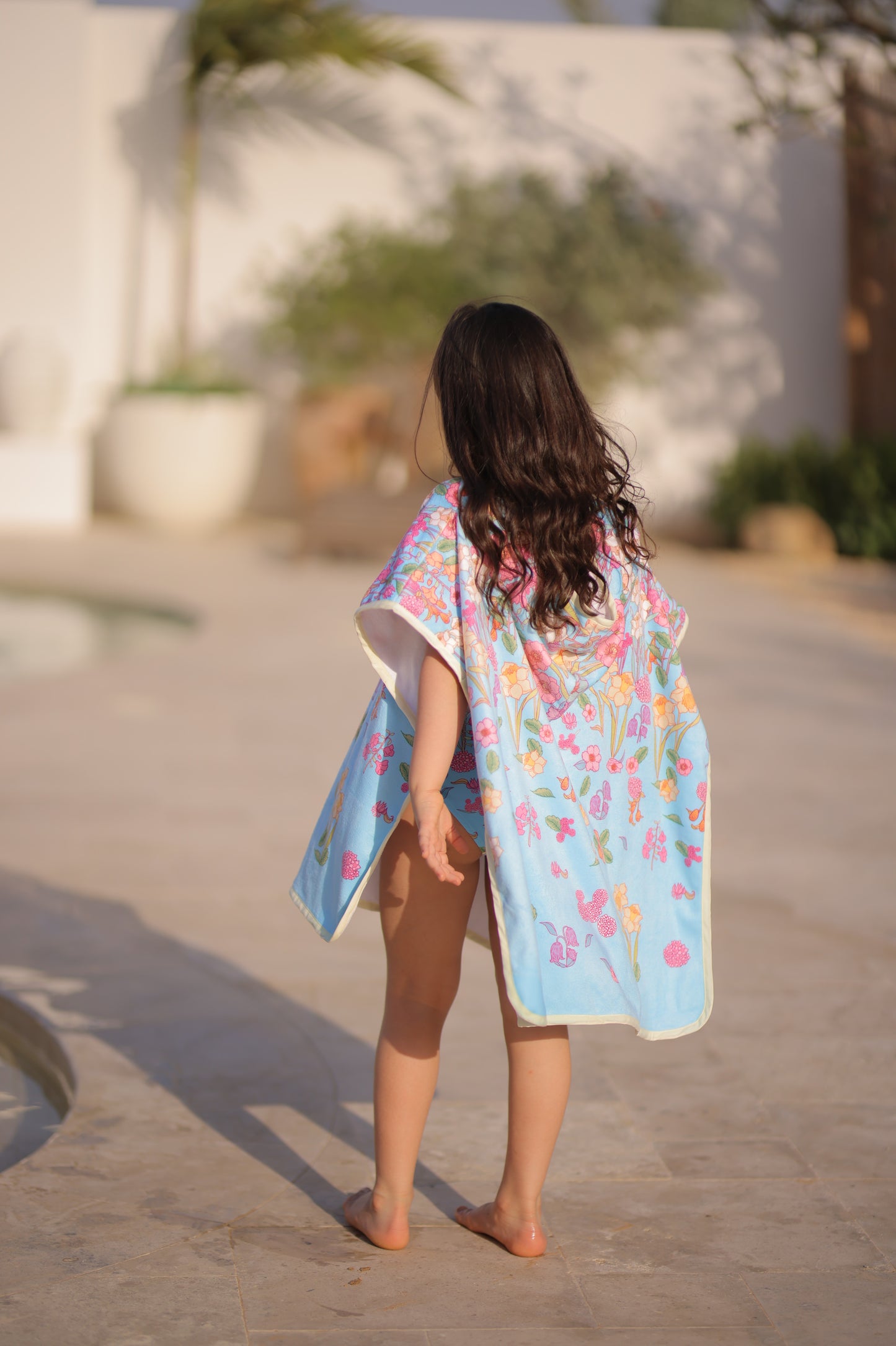 KIDS- blue garden towel poncho