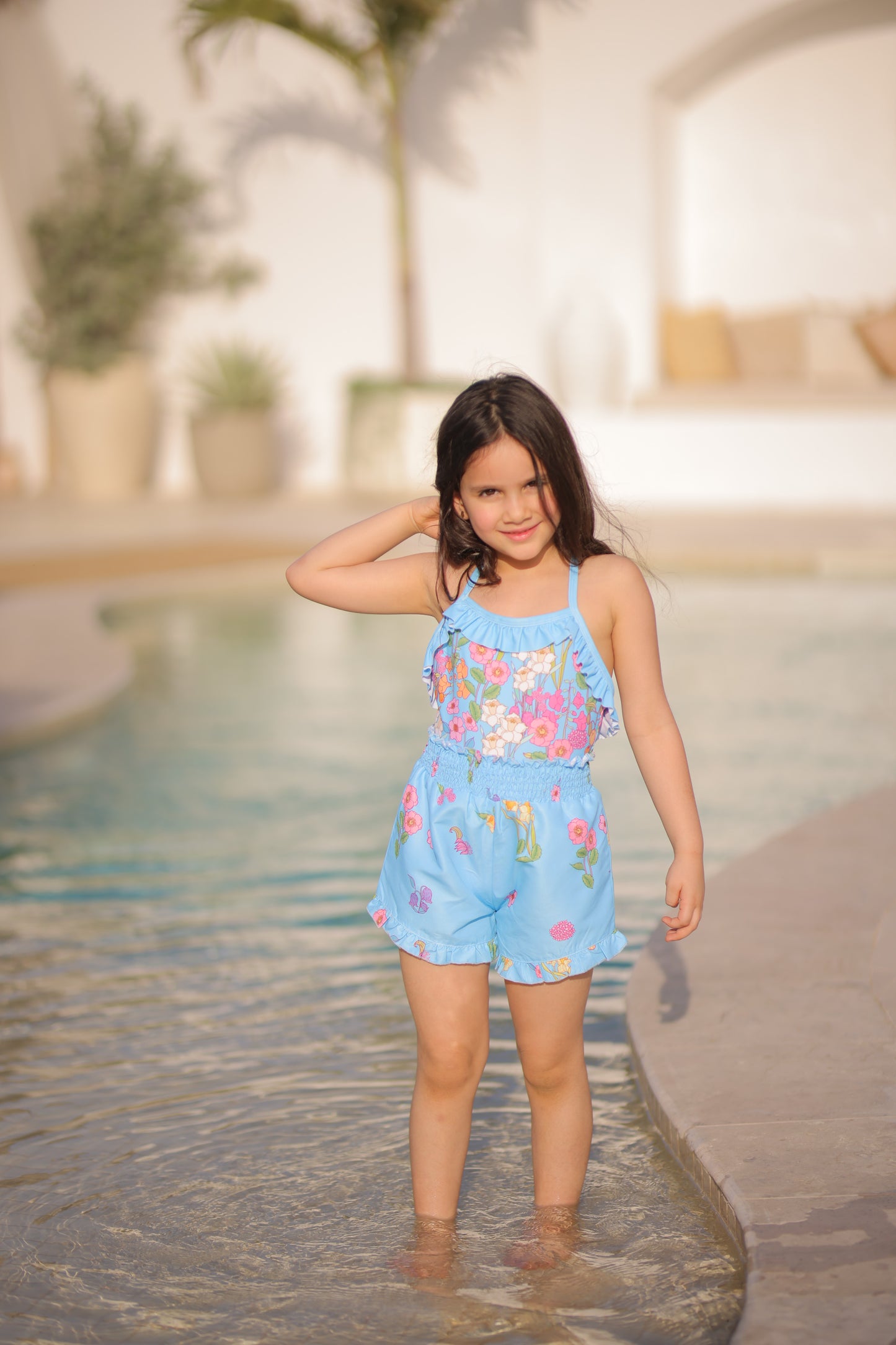 KIDS- blue garden swimsuit