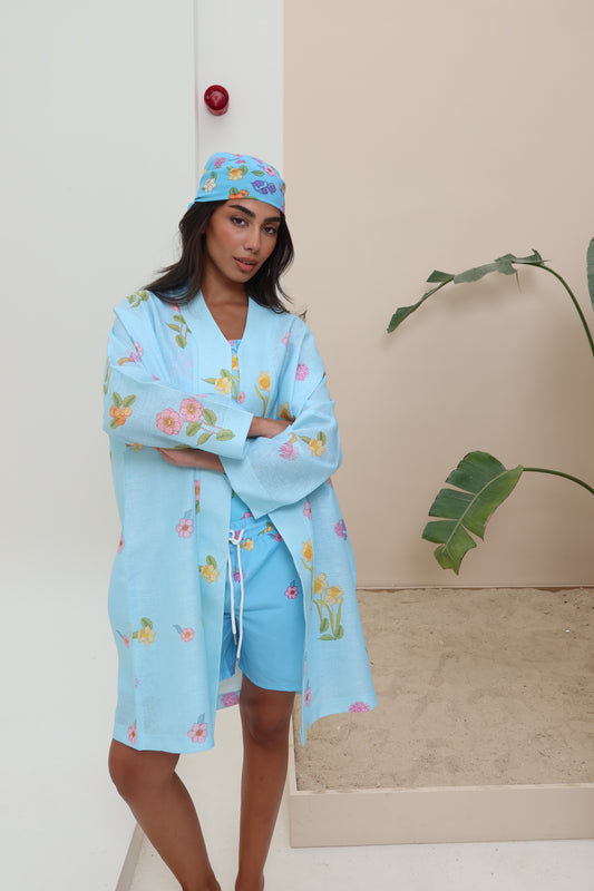 Blue garden kimono