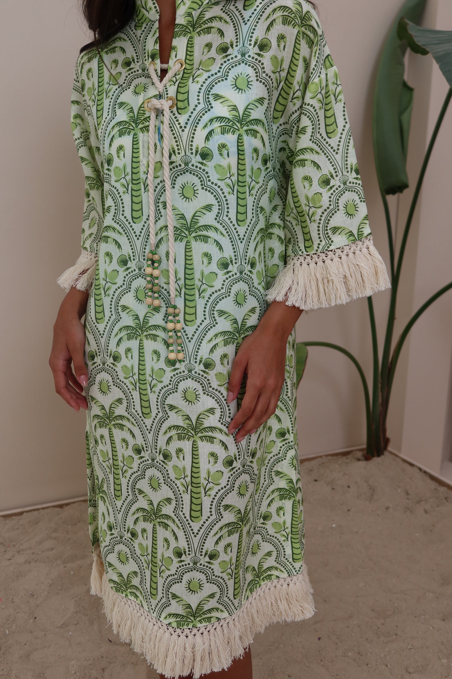 Palm linen dress