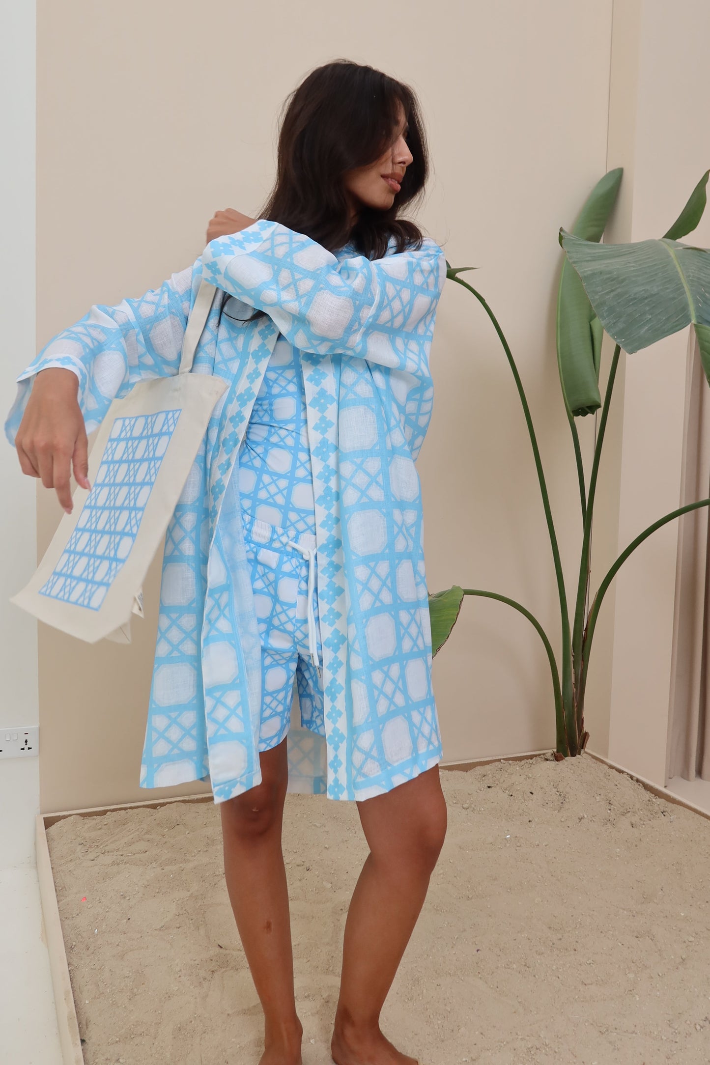 Blue coast kimono