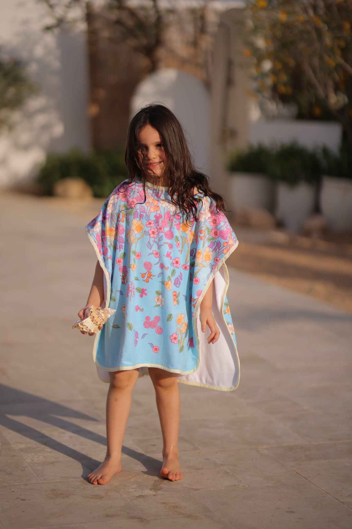 KIDS- blue garden towel poncho