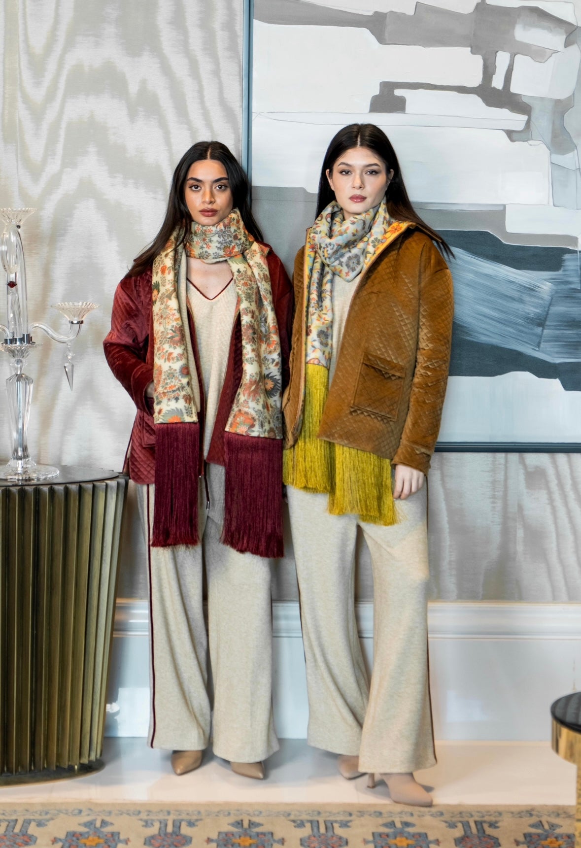 4 piece shawl set- burgundy