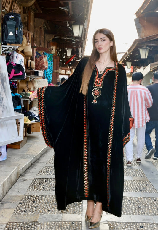 Beaded bisht set- coral