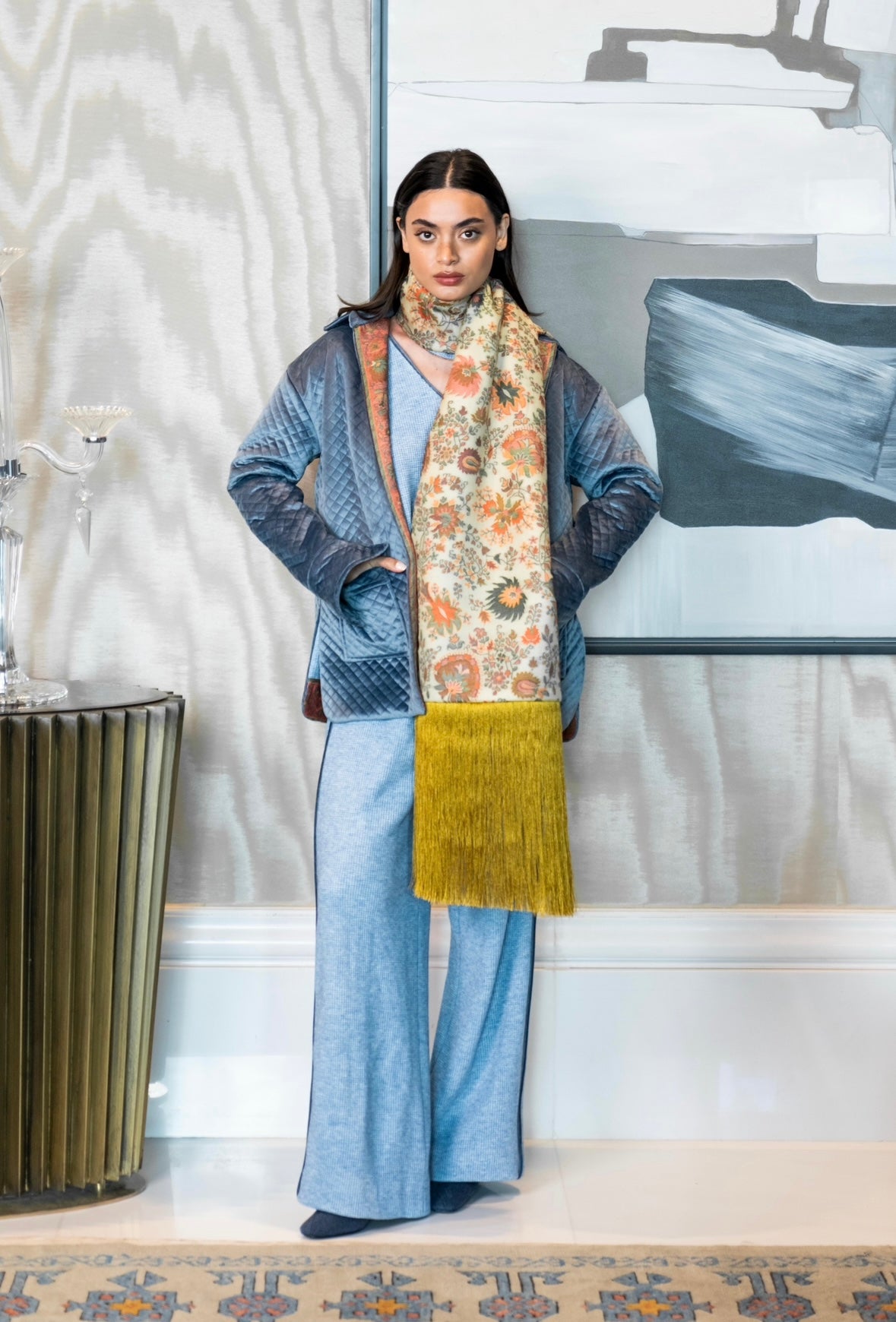 4 piece shawl set- blue