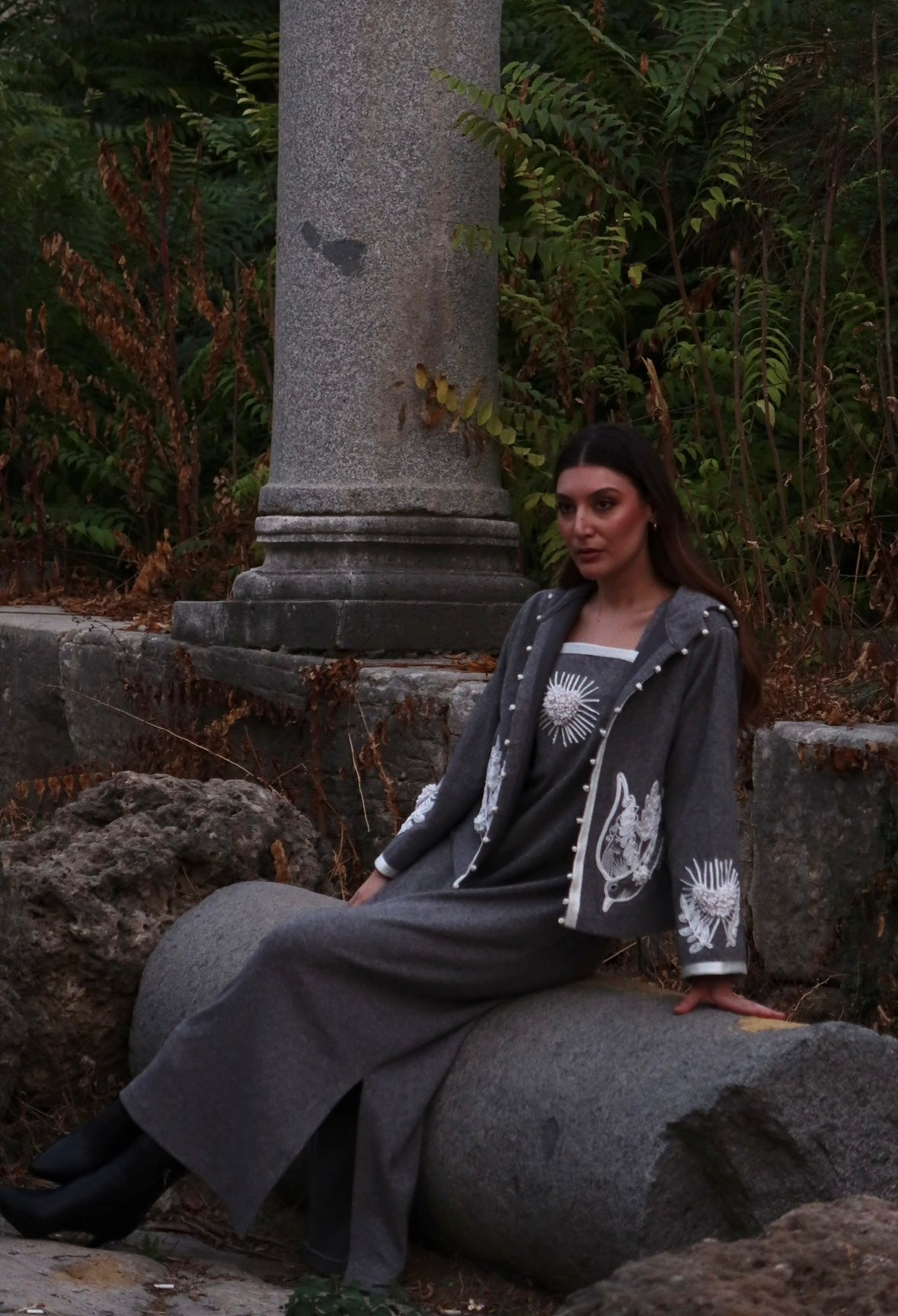 Grey lounge jacket set