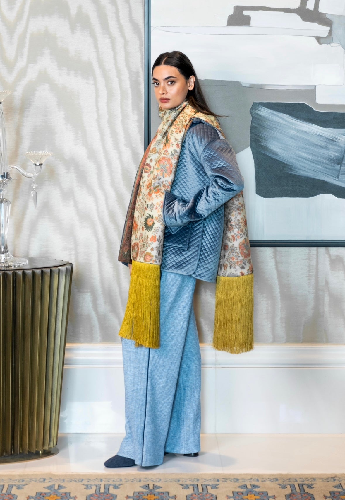 4 piece shawl set- blue