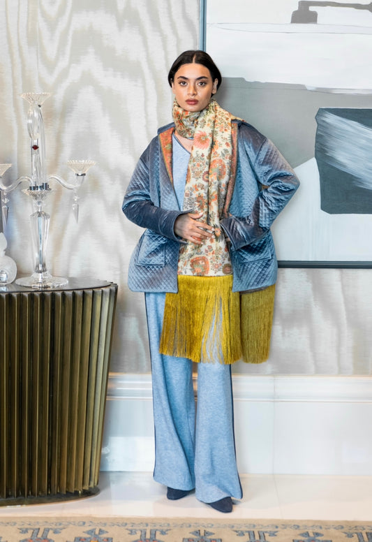 4 piece shawl set- blue