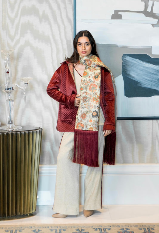 4 piece shawl set- burgundy