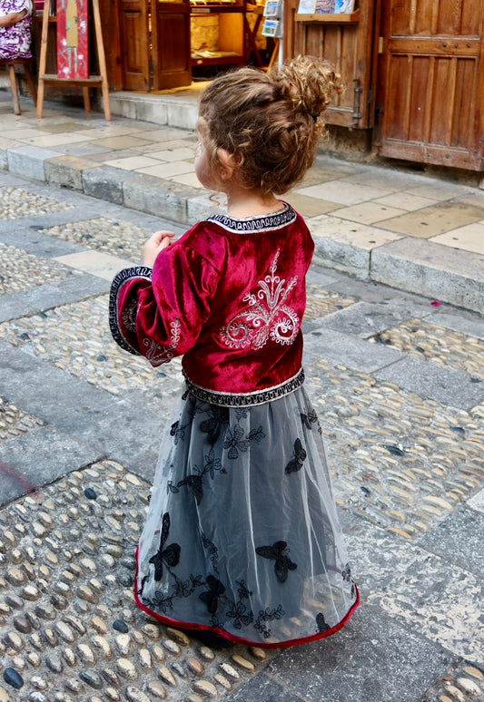 KIDS- butterfly embroidered and beaded set