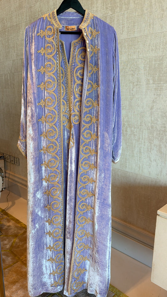 Purple embroidered bisht set