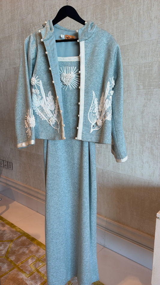 Bird lounge jacket set - green/grey